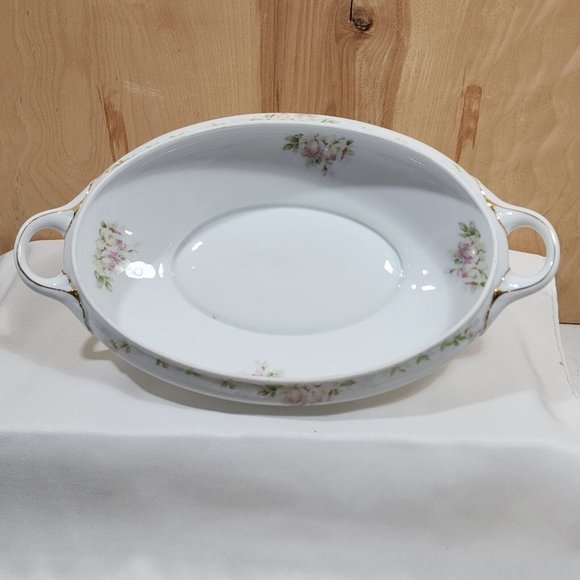 Rosenthal Bavaria Pink Roses Oval Serving Bowl 13.25" handles Donatello 1930s an - Picture 1 of 11